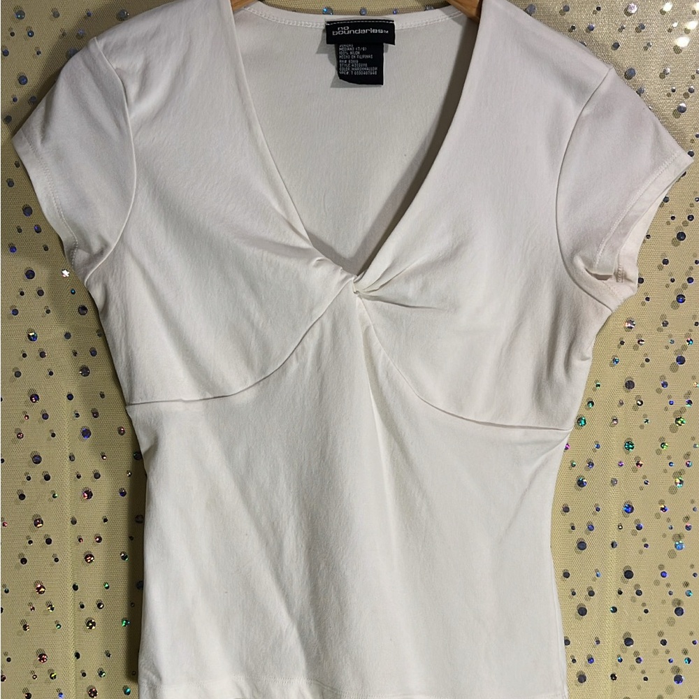 Y2K White Cap-Sleeve Top